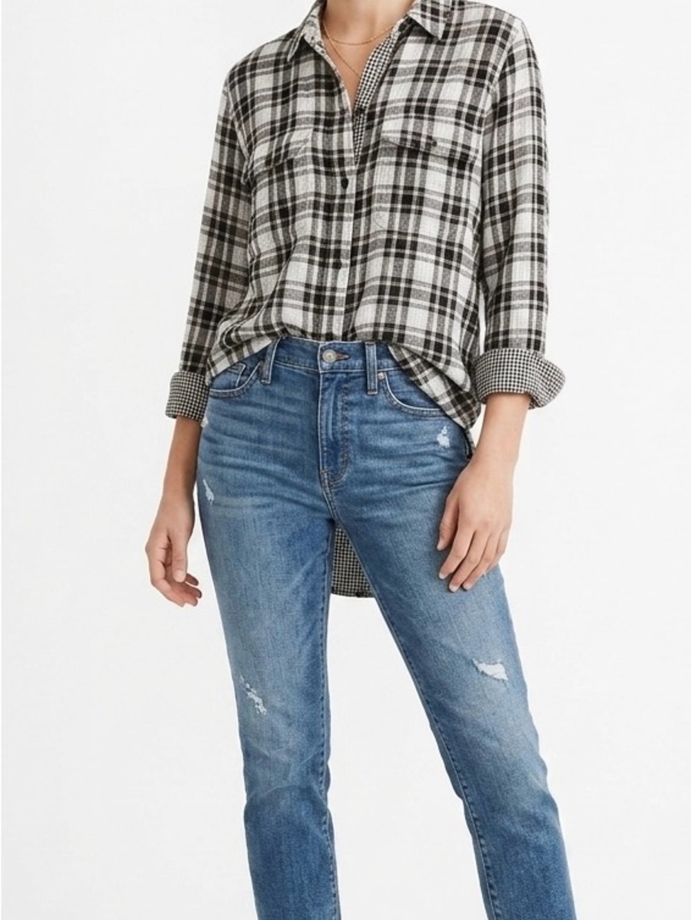 Madewell Ex-Boyfriend Cotton Shirt Kemp Plaid S C9635
